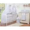Ensemble Linge de Lit Bebe 5 pcs Moustiquaire Gris Cœurs