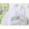 Ensemble Linge de Lit Bebe 5 pcs Moustiquaire Gris Cœurs