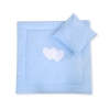 Ensemble pour Landau 2 pcs Coussin Couverture  Bleu à Pois Cœurs
