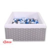 Piscine à Balles Carrée  Minky avec Balles 200pcs Blanche  Gris à Étoiles