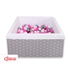 Piscine à Balles Carrée  Minky avec Balles 200pcs Blanche  Gris à Étoiles