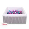 Piscine à Balles Carrée  Minky avec Balles 200pcs Blanche  Gris à Étoiles