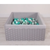 Piscine à Balles Minky avec Balles 200pcs Carrée Gris à Étoiles