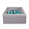 Piscine à Balles Minky avec Balles 200pcs Carrée Gris à Étoiles