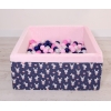 Carrée Piscine à Balles Minky avec Balles 200pcs Bleu Lapins