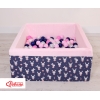 Carrée Piscine à Balles Minky avec Balles 200pcs Bleu Lapins