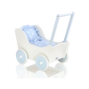 Landau de Poupée en Bois avec Textile Blanc Bleu