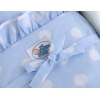 Landau de Poupée en Bois avec Textile Blanc Bleu