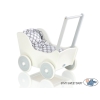 Landau de Poupée en Bois avec Textile Blanc Gris