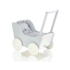 Landau de Poupée en Bois avec Textile Blanc Gris