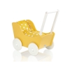 Landau de Poupée en Bois avec Textile Blanc Jaune à Pois