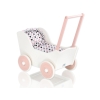Landau de Poupée en Bois avec Textile Blanc Rose Poudré