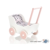 Landau de Poupée en Bois avec Textile Blanc Rose Poudré