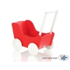 Landau de Poupée en Bois avec Textile Blanc Rouge