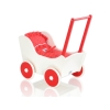 Landau de Poupée en Bois avec Textile Blanc Rouge
