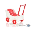 Landau de Poupée en Bois avec Textile Blanc Rouge