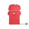 Landau de Poupée en Bois avec Textile Blanc Rouge
