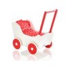 Landau de Poupée en Bois avec Textile Blanc Rouge