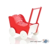 Landau de Poupée en Bois avec Textile Blanc Rouge