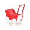 Landau de Poupée en Bois avec Textile Blanc Rouge