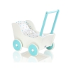 Landau de Poupée en Bois avec Textile Blanc Turquoise