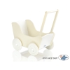 Landau de Poupée en Bois avec Textile Crème Blanc
