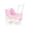 Landau de Poupée en Bois avec Textile Rose Blanc