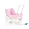 Landau de Poupée en Bois avec Textile Rose Blanc