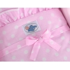 Landau de Poupée en Bois avec Textile Rose Blanc