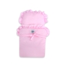 Landau de Poupée en Bois avec Textile Rose Blanc