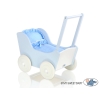 Landau de Poupée en Bois Blanc Bleu