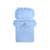 Landau de Poupée en Bois Blanc Bleu