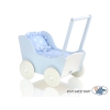 Landau de Poupée en Bois Blanc Bleu