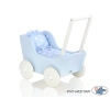 Landau de Poupée en Bois Blanc Bleu