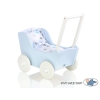 Landau de Poupée en Bois Blanc Bleu