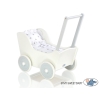 Landau de Poupée en Bois Blanc Gris