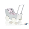 Landau de Poupée en Bois Blanc Gris