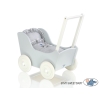 Landau de Poupée en Bois Blanc Gris