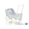 Landau de Poupée en Bois Blanc Gris