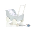 Landau de Poupée en Bois Blanc Gris
