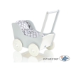 Landau de Poupée en Bois Blanc Gris