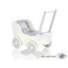 Landau de Poupée en Bois Blanc Gris à Pois