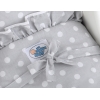 Landau de Poupée en Bois Blanc Gris à Pois
