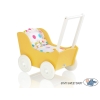Landau de Poupée en Bois Blanc Jaune