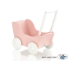 Landau de Poupée en Bois Blanc Rose Poudré