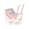 Landau de Poupée en Bois Blanc Rose Poudré