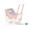 Landau de Poupée en Bois Blanc Rose Poudré
