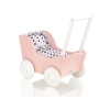 Landau de Poupée en Bois Blanc Rose Poudré