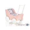 Landau de Poupée en Bois Blanc Rose Poudré
