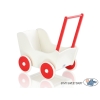 Landau de Poupée en Bois Blanc Rouge